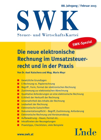SWK-Spezial Die neue elektronische Rechnung im Umsatzsteuerrecht u. in der Praxis