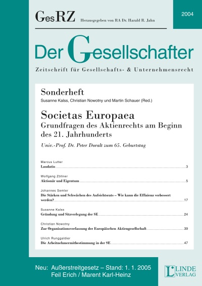 GesRZ-Spezial Societas Europaea